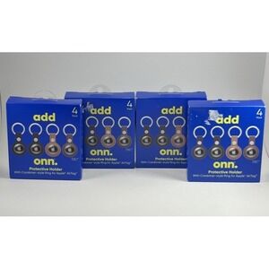 ONN Apple Airtag Protective Holder With Carabiner Ring 4 Pack 4 Boxes